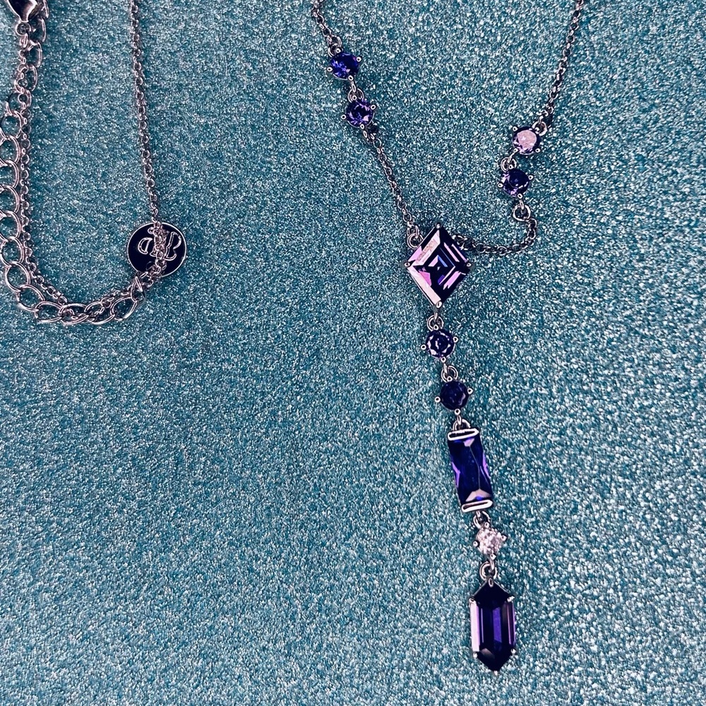 Bomb Party Delicate Lab Amethyst Cubic Zirconia Necklace on Rhodium - Picture 5 of 7